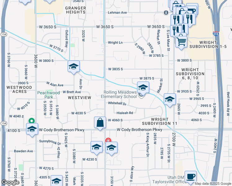 map of restaurants, bars, coffee shops, grocery stores, and more near 3117 3935 South in West Valley City