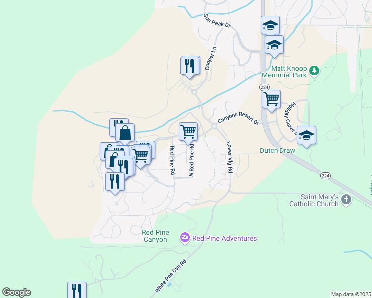 map of restaurants, bars, coffee shops, grocery stores, and more near 3754 Navajo Trail in Park City