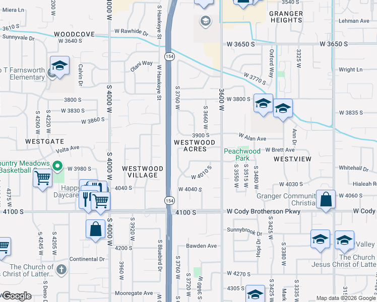 map of restaurants, bars, coffee shops, grocery stores, and more near 3721 El Glen Avenue in West Valley City