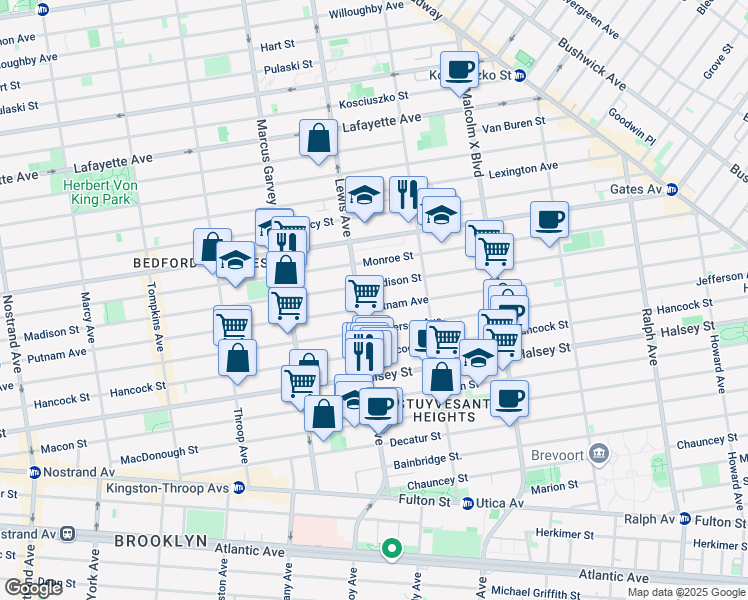 map of restaurants, bars, coffee shops, grocery stores, and more near in Brooklyn