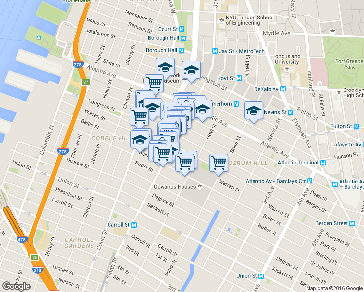 map of restaurants, bars, coffee shops, grocery stores, and more near in Brooklyn