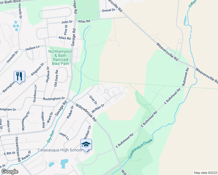 map of restaurants, bars, coffee shops, grocery stores, and more near 410 Harrison Court in Northampton