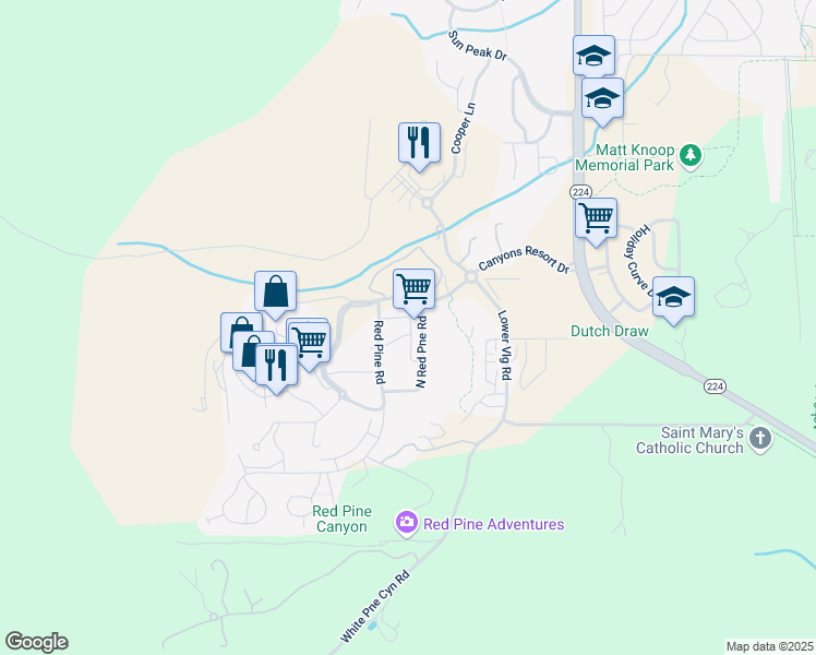 map of restaurants, bars, coffee shops, grocery stores, and more near 3754 Navajo Trail in Park City