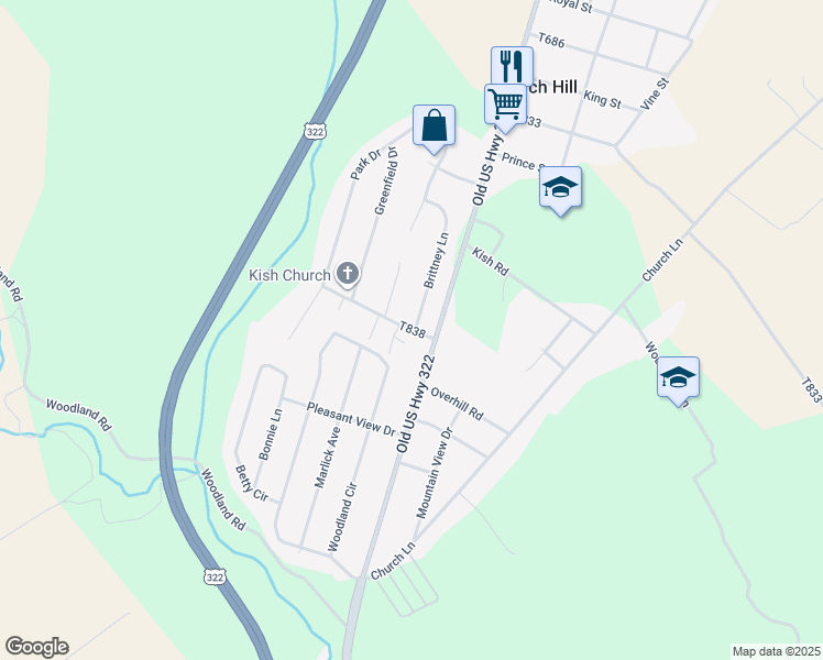 map of restaurants, bars, coffee shops, grocery stores, and more near 74 Taylor Drive in Reedsville