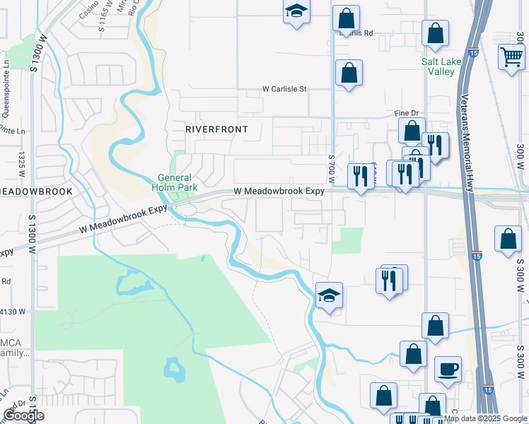 map of restaurants, bars, coffee shops, grocery stores, and more near 3930 River Hollow Road in Millcreek