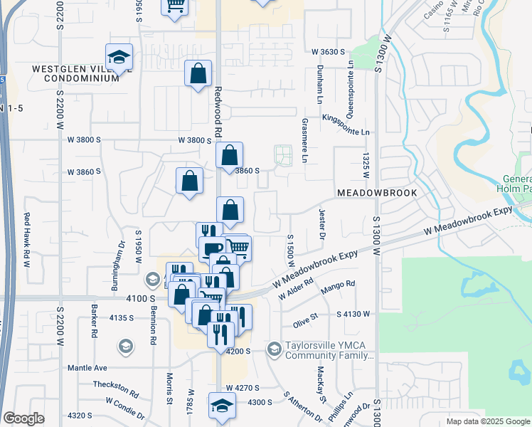 map of restaurants, bars, coffee shops, grocery stores, and more near 1580 West 3940 South in Salt Lake City