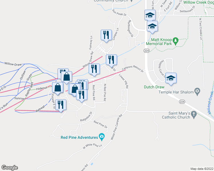 map of restaurants, bars, coffee shops, grocery stores, and more near 2025 Canyons Resort Drive in Park City