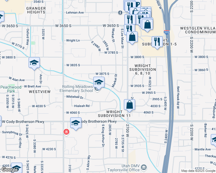 map of restaurants, bars, coffee shops, grocery stores, and more near 2845 West Marcus Road in West Valley City