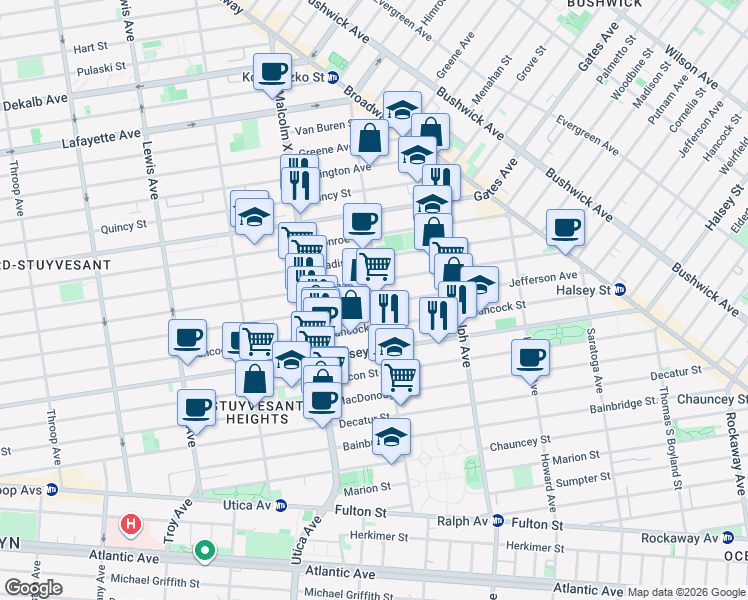 map of restaurants, bars, coffee shops, grocery stores, and more near in Brooklyn