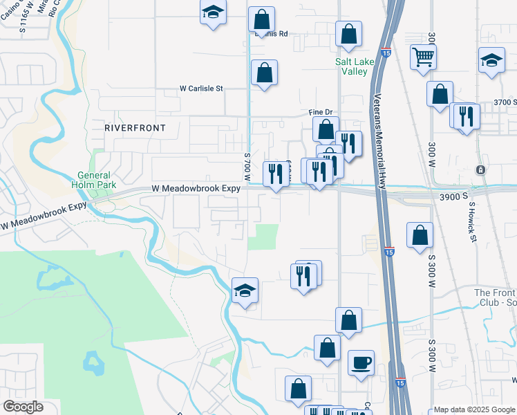 map of restaurants, bars, coffee shops, grocery stores, and more near 3945 South 700 West in Murray