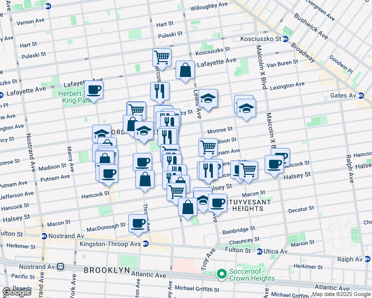 map of restaurants, bars, coffee shops, grocery stores, and more near in Brooklyn