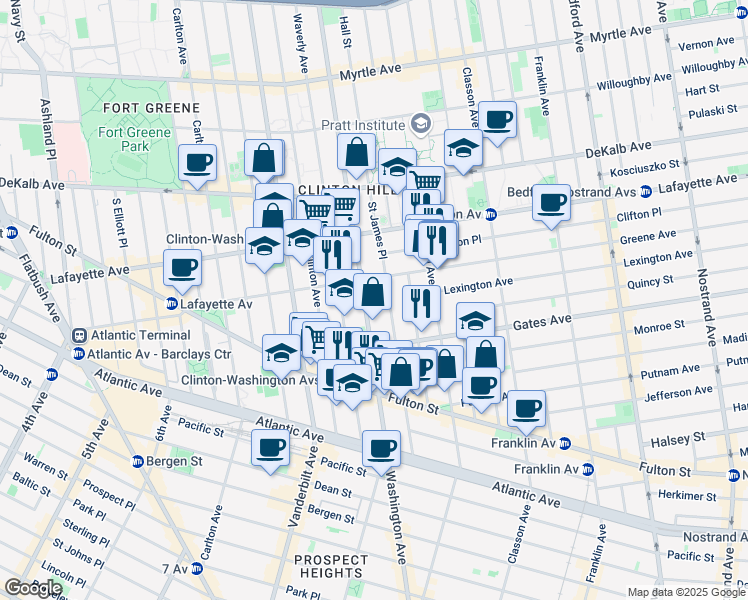 map of restaurants, bars, coffee shops, grocery stores, and more near in Brooklyn