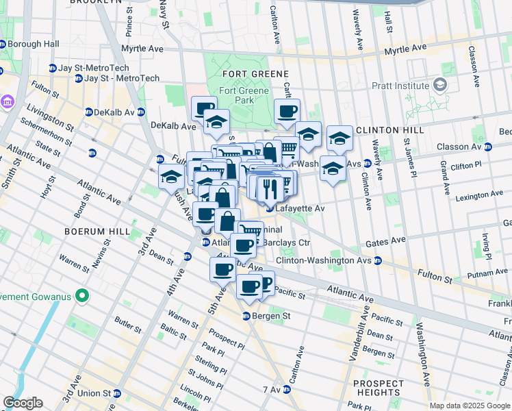 map of restaurants, bars, coffee shops, grocery stores, and more near in Brooklyn