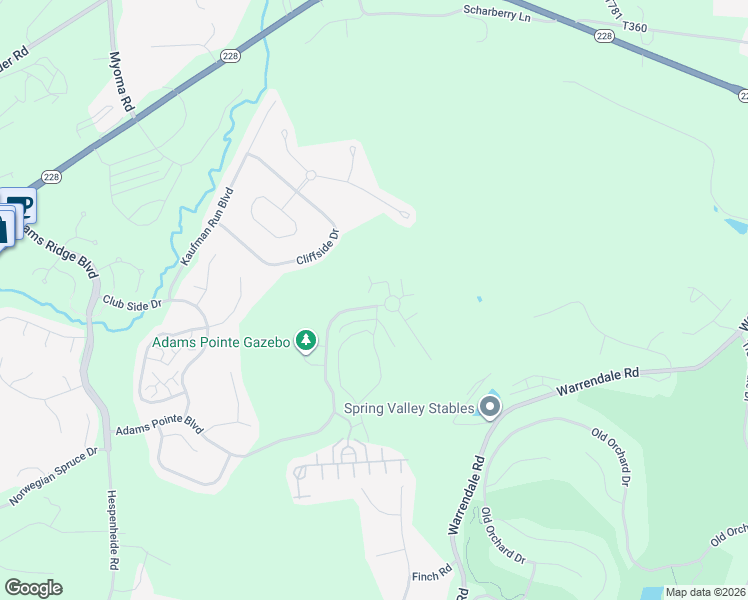 map of restaurants, bars, coffee shops, grocery stores, and more near 228 Adams Pointe Boulevard in Mars