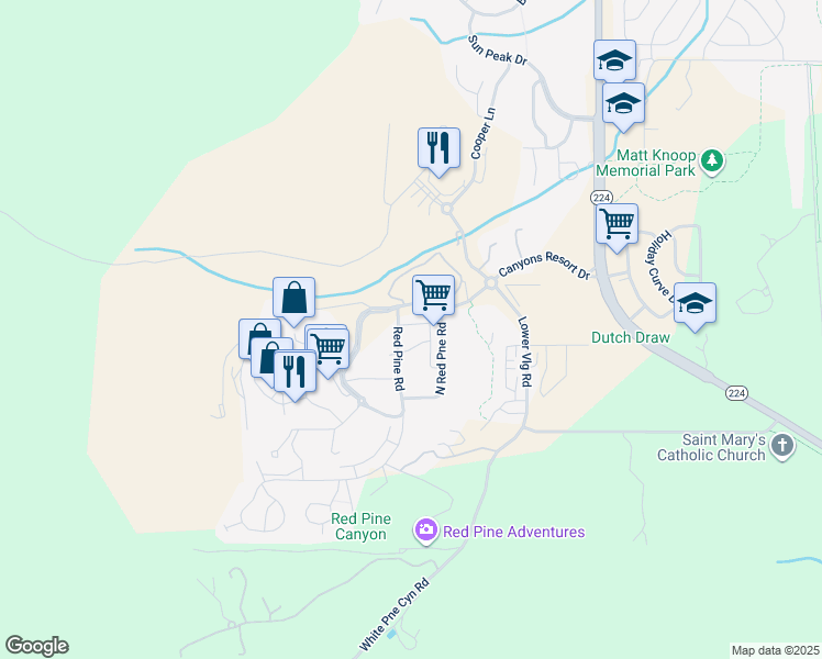 map of restaurants, bars, coffee shops, grocery stores, and more near 2149 Apache Trail in Park City