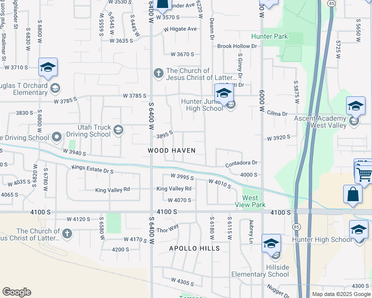 map of restaurants, bars, coffee shops, grocery stores, and more near 3933 South 6285 West in West Valley City