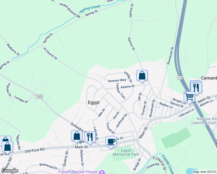 map of restaurants, bars, coffee shops, grocery stores, and more near 4335 Adams Street in Egypt