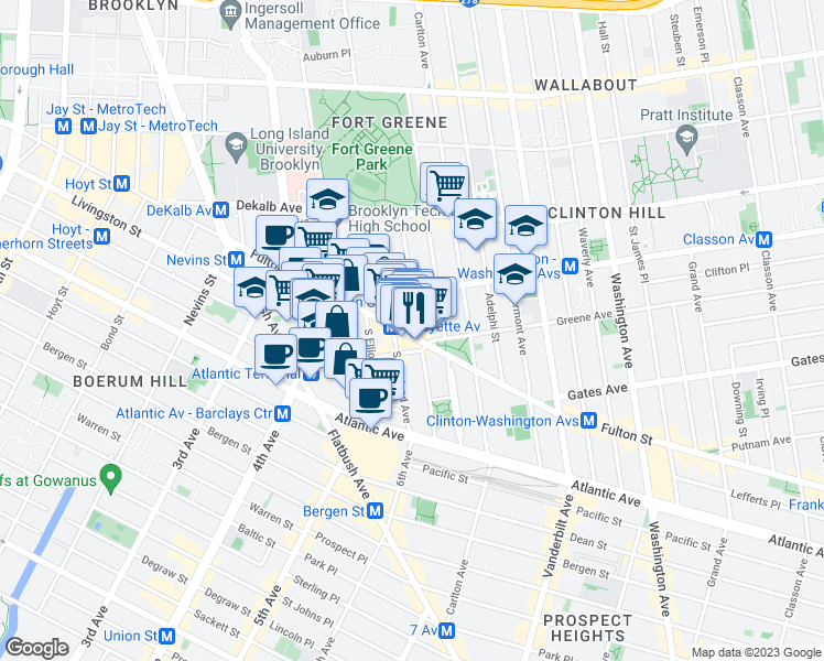 map of restaurants, bars, coffee shops, grocery stores, and more near in Brooklyn