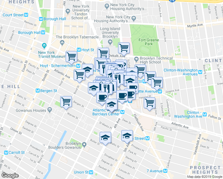 map of restaurants, bars, coffee shops, grocery stores, and more near 475 State Street in Brooklyn