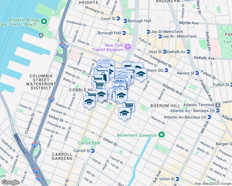 map of restaurants, bars, coffee shops, grocery stores, and more near in Brooklyn