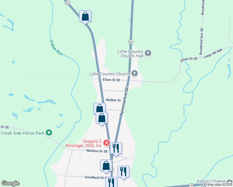 map of restaurants, bars, coffee shops, grocery stores, and more near 7845 Welker Street in Waynesburg