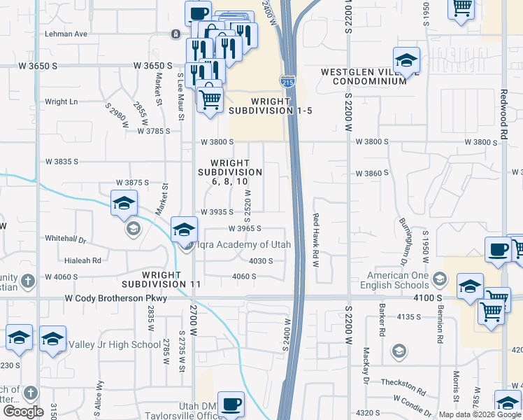map of restaurants, bars, coffee shops, grocery stores, and more near 3935 2475 West in West Valley City