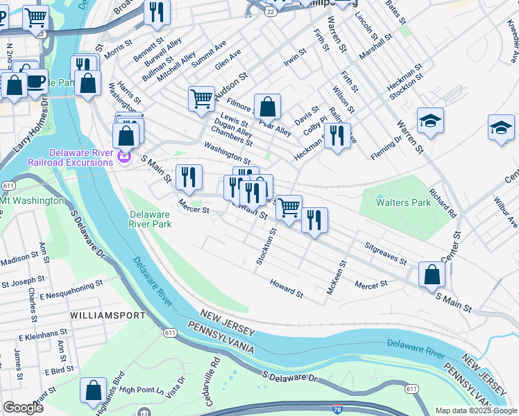 map of restaurants, bars, coffee shops, grocery stores, and more near 399 S Main St in Phillipsburg