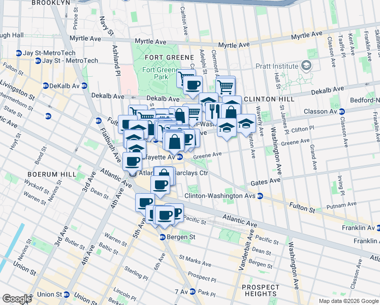 map of restaurants, bars, coffee shops, grocery stores, and more near 320 Cumberland Street in Brooklyn