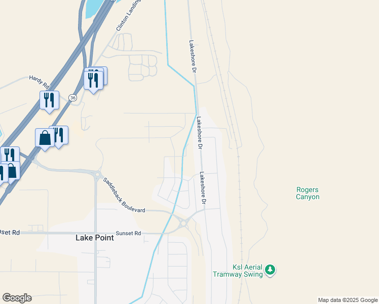 map of restaurants, bars, coffee shops, grocery stores, and more near 8638 North Halloran Court in Lake Point