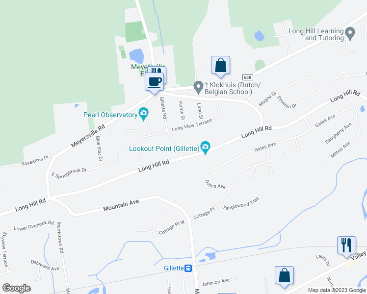 map of restaurants, bars, coffee shops, grocery stores, and more near 119 Gillette Road in Gillette