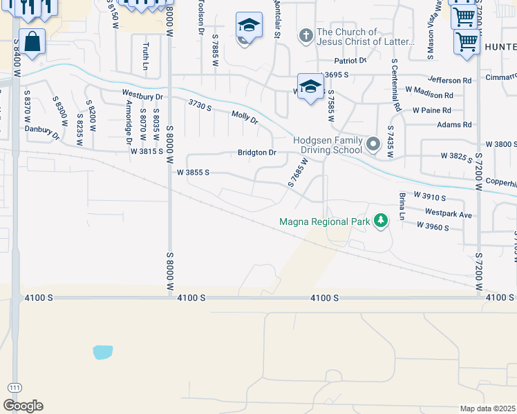 map of restaurants, bars, coffee shops, grocery stores, and more near 3936 South Sennie Drive in Magna