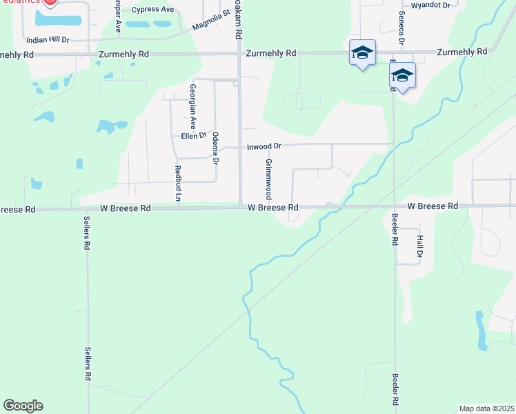 map of restaurants, bars, coffee shops, grocery stores, and more near 3765 West Breese Road in Lima