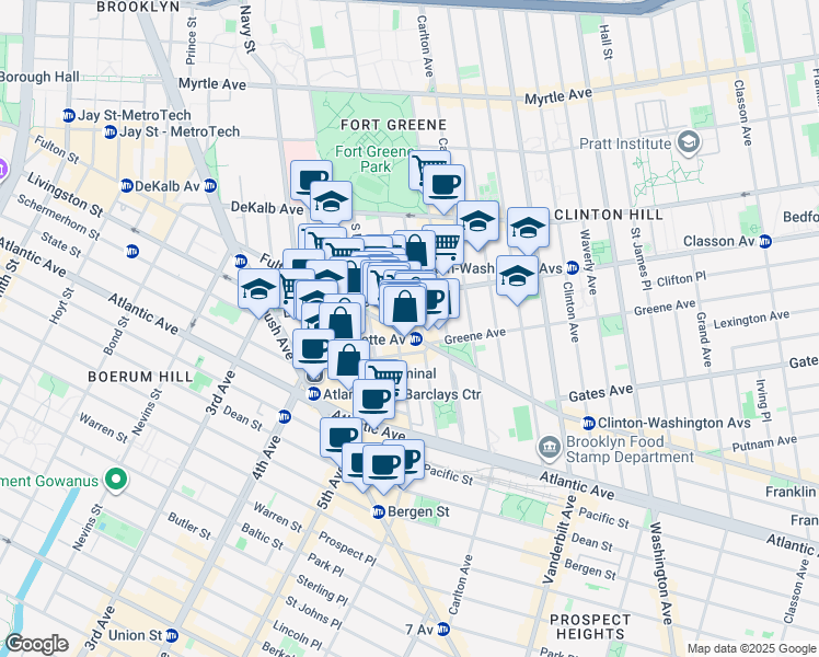 map of restaurants, bars, coffee shops, grocery stores, and more near in Brooklyn
