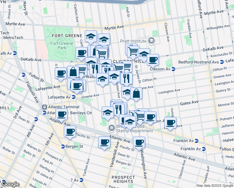 map of restaurants, bars, coffee shops, grocery stores, and more near in Brooklyn