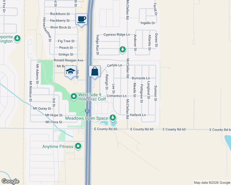map of restaurants, bars, coffee shops, grocery stores, and more near 6912 Lee Street in Wellington