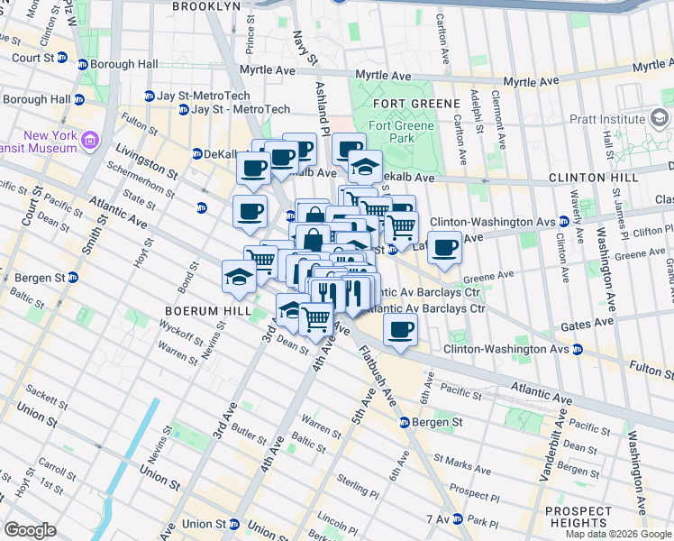 map of restaurants, bars, coffee shops, grocery stores, and more near in Brooklyn