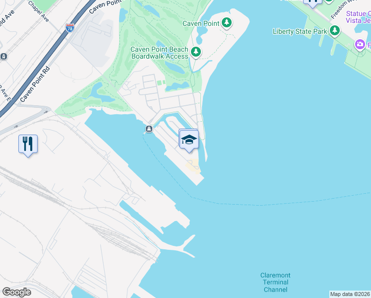 map of restaurants, bars, coffee shops, grocery stores, and more near 22 Chapel Avenue in Jersey City