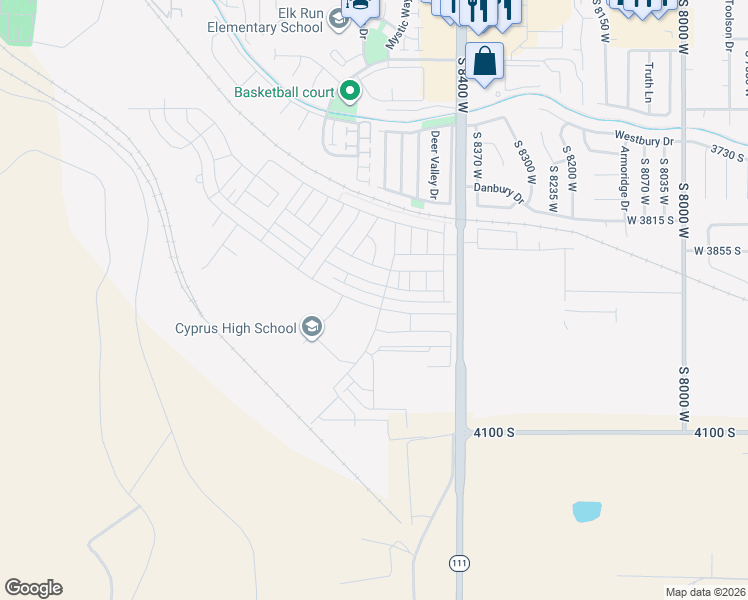 map of restaurants, bars, coffee shops, grocery stores, and more near 8552 West Cordero Drive in Magna