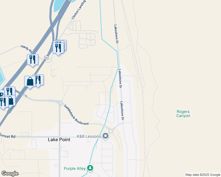 map of restaurants, bars, coffee shops, grocery stores, and more near 8645 North Halloran Court in Lake Point