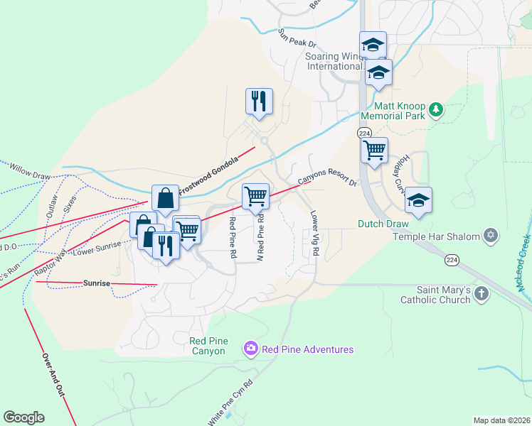map of restaurants, bars, coffee shops, grocery stores, and more near 2025 Canyons Resort Drive in Park City