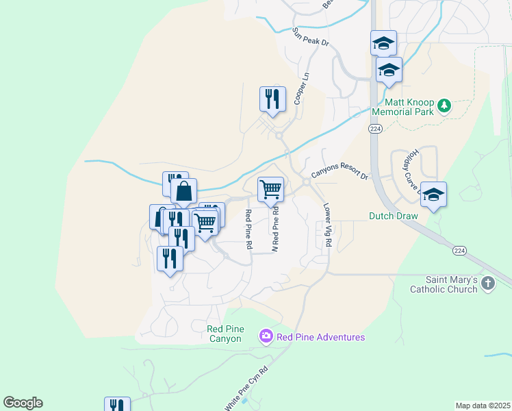 map of restaurants, bars, coffee shops, grocery stores, and more near 2149 Apache Trail in Park City