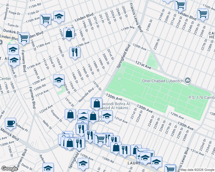 map of restaurants, bars, coffee shops, grocery stores, and more near in Queens