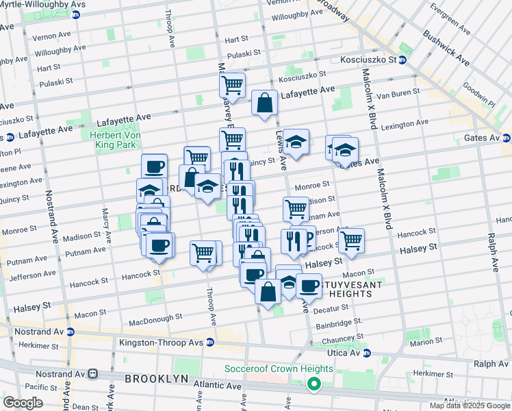 map of restaurants, bars, coffee shops, grocery stores, and more near in Brooklyn