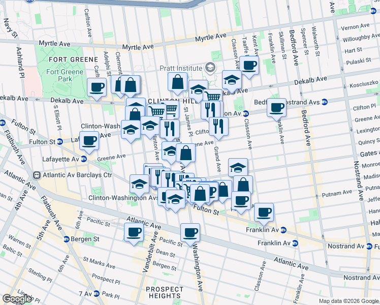 map of restaurants, bars, coffee shops, grocery stores, and more near in Brooklyn