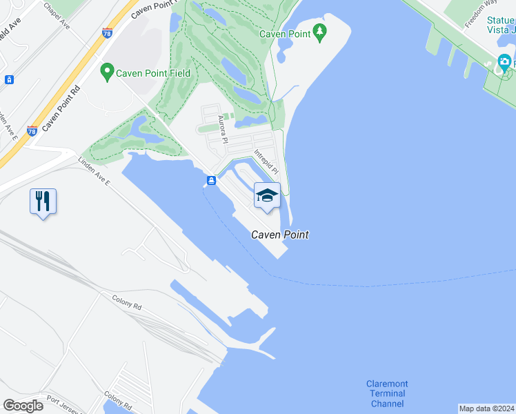 map of restaurants, bars, coffee shops, grocery stores, and more near 22 Chapel Avenue in Jersey City