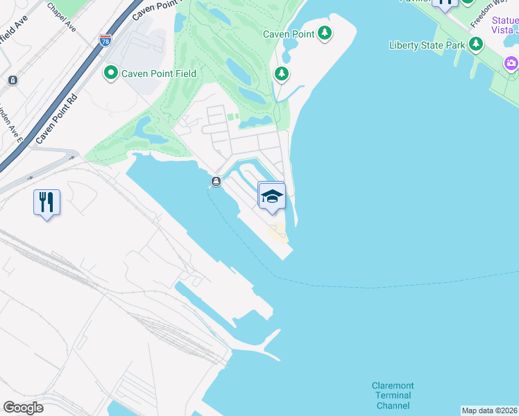 map of restaurants, bars, coffee shops, grocery stores, and more near 22 Chapel Avenue in Jersey City