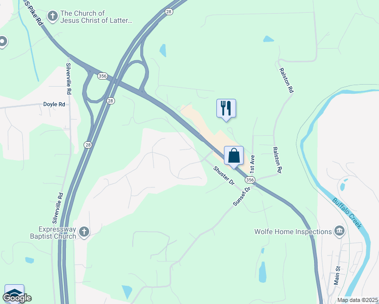 map of restaurants, bars, coffee shops, grocery stores, and more near 205 Prairie Court in Freeport