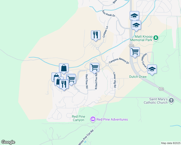 map of restaurants, bars, coffee shops, grocery stores, and more near 2144 Apache Trail in Park City