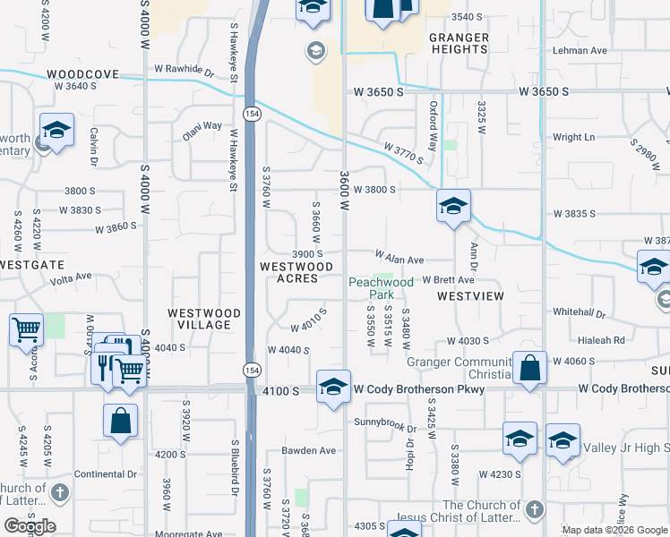 map of restaurants, bars, coffee shops, grocery stores, and more near 3620 El Glen Avenue in West Valley City