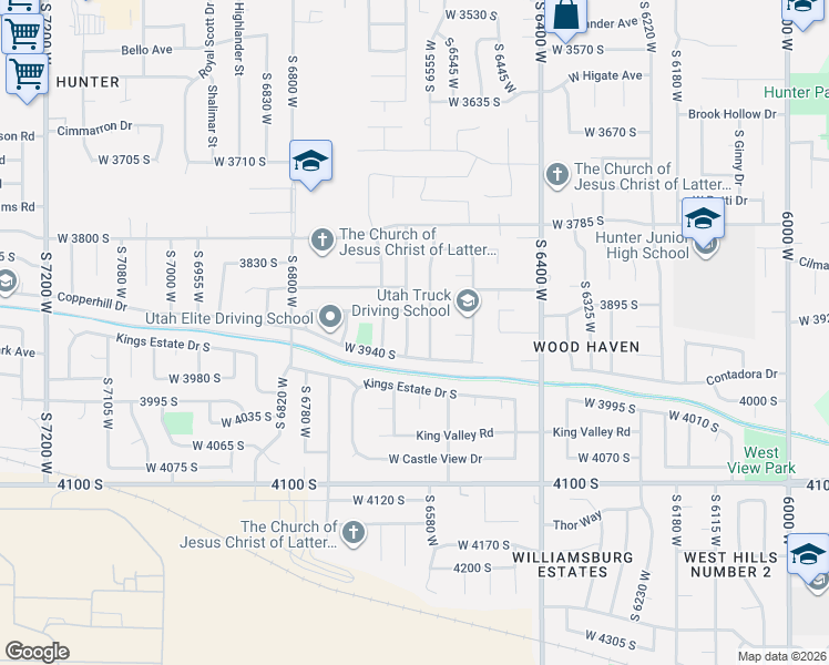 map of restaurants, bars, coffee shops, grocery stores, and more near 3922 South 6580 West in West Valley City